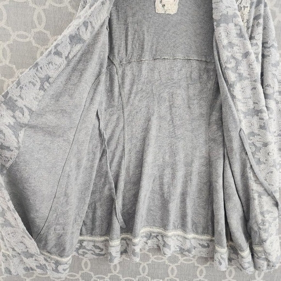 Anthropologie Eloise Textured Floral Open Front Knit Sweater Cardigan or Robe - Picture 6 of 11